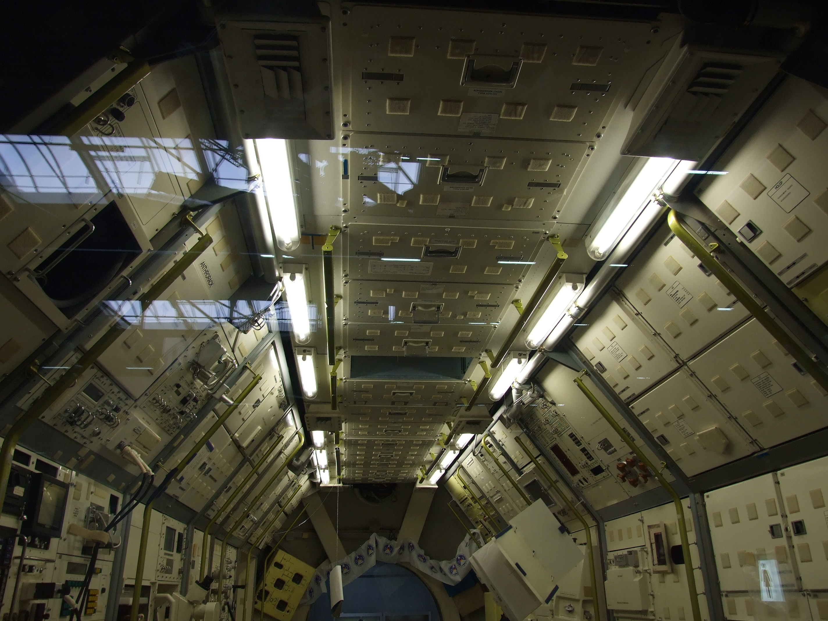 The ceiling of a futuristic laboratory.